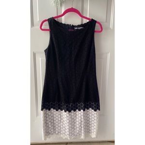Karl Lagerfeld Classic Black and White Lace Sleeveless Dress Size 8